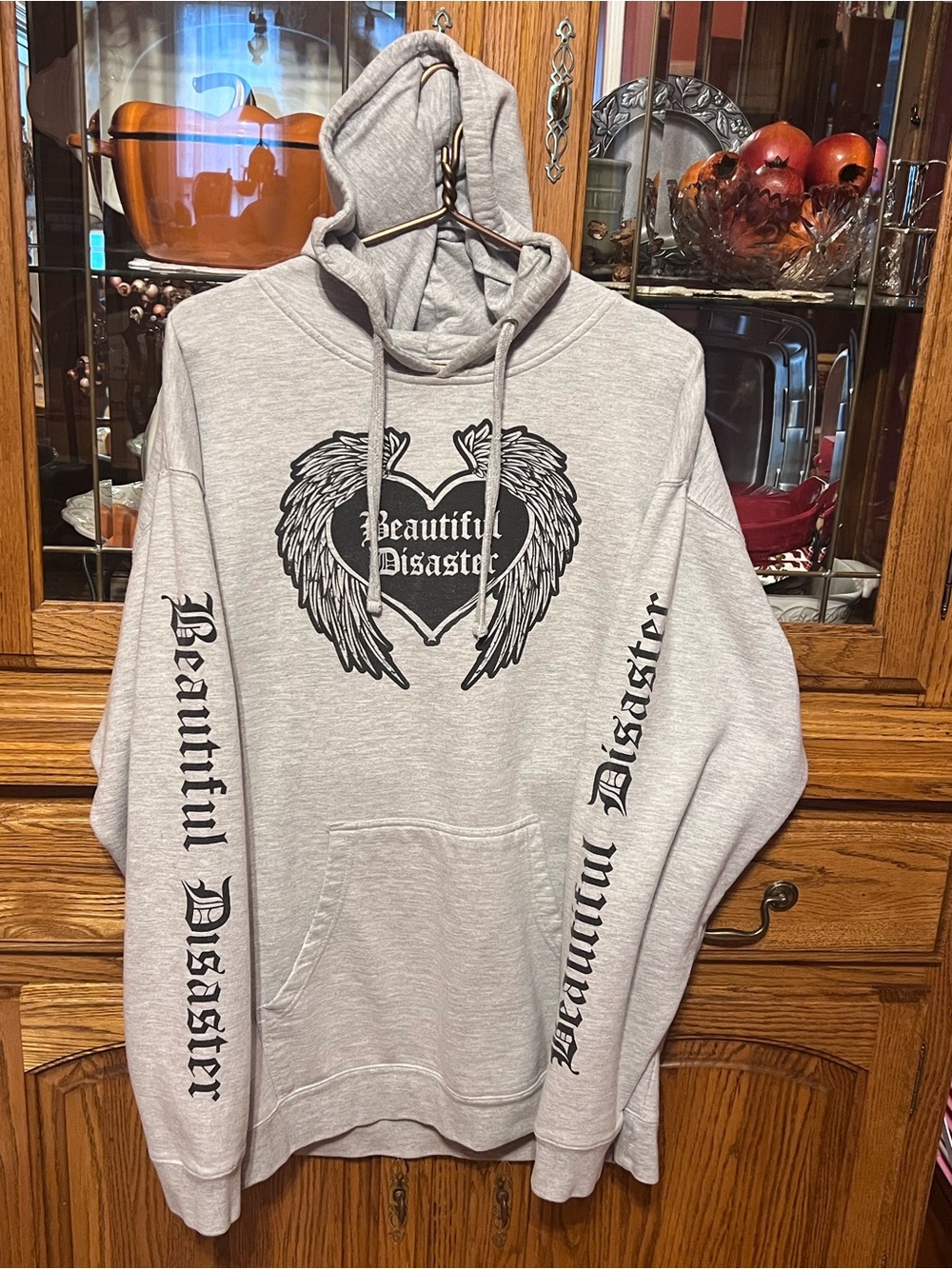 Beautiful Disaster Angel Wings Statement Hoodie -1XL- OBSOLETE & RARE!!! 🪽